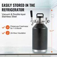 Mini fût de 4 L (128 oz) en acier inoxydable 304, fût à bière pressurisé avec affichage de la pression et système de robinet, type baril