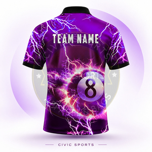 Maillot de billard personnalisé imprimé par sublimation, respirant, anti-humidité, à manches courtes, motif boule 8, haute qualité - Product Image 4