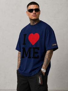Nuevas camisetas de hombre de moda, extragrandes, ecológicas, estilo hip hop, con logo impreso DTF personalizado, cuello redondo, manga corta, de algodón, de dos tonos. - Product Image 3