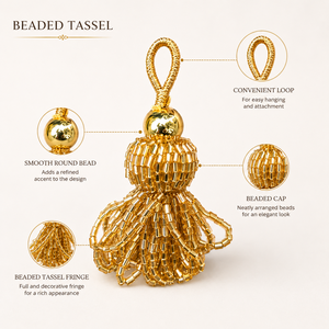 Luxury Gold Beaded Tassel Pendant for Curtain <b>Tiebacks</b>, Cushion Decor, Garment Accessories, Handbag & Craft Embellishments - Product Image 6