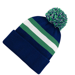 Lightweight Autumn <b>Winter</b> Acrylic Beanie <b>Cap</b> Unisex Striped Design With Pom-Pom 100% Acrylic Knitted Beanie <b>Cap</b> - Product Image 4