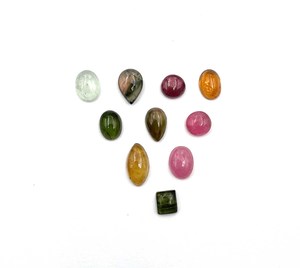 Tourmaline naturelle multicolore, cabochon, formes variées, pierres précieuses en vrac, 6-9 mm, certifiées IGI, 20 carats, haute qualité pour la fabrication de bijoux - Product Image 2