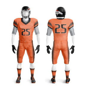 Yellow American Football Uniform Set V-Neck Short Sleeve Moisture Wicking Fitted Jersey Pants With Helmet Gloves <b>Socks</b> - Product Image 2