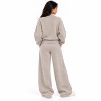 Ensemble de survêtement premium en maille épaisse et oversize pour femme, pull à col roulé et pantalon large, vente en gros OEM, vêtements d'intérieur d'hiver, marque privée