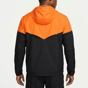 Chaqueta Cortavientos con Capucha para Hombre, Diseño Color Block Naranja y Negro, Cierre de Cremallera Deportivo, Ligera, para Otoño - Product Image 2