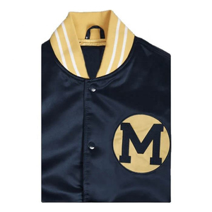 Wholesale Blank Custom Logo Baseball Baseball-collar <b>Bomber</b> Ribbed Hem Satin Shell <b>Varsity</b> <b>Jacket</b> For <b>Men's</b> <b>Jackets</b> - Product Image 5