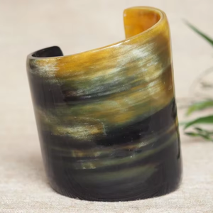 High Quality Polished Eco-Friendly Buffalo Horn Bangle Cuff <b>Bracelet</b> Unisex Diamond Encrusted <b>Moon</b> Shape Vintage Pearl Direct - Product Image 1