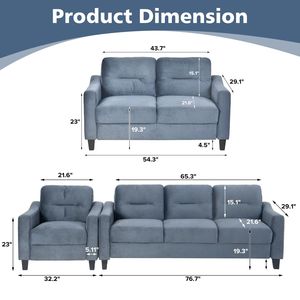 Divano comodo soggiorno Set divani sezionali 1 + 2 + 3 - Product Image 3