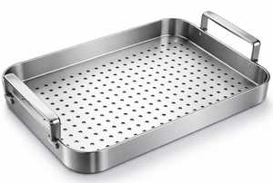 Bandeja de Servir Art Deco de Acero Inoxidable, Diseño Martillado Recién Diseñado con Asa, Acabado Pulido Espejo - Product Image 3