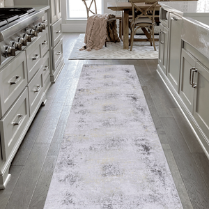MAVAL 2' 6\" X 10\" Gold <b>Washable</b> <b>Runner</b> Rug Gray+Gold" - Product Image 1