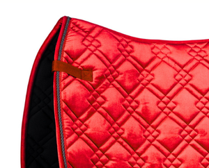 Stylish Cotton Twill Saddle <b>Pad</b> Spiral Quilted Red Rope Piping Dual Layer Foam Polyfill <b>Cushioning</b> Wool Blend Silk-for Jumping - Product Image 2