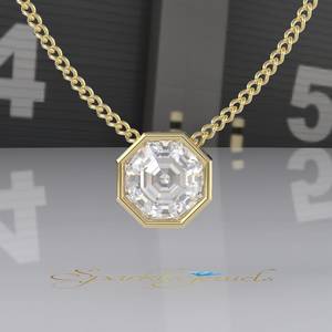Octagon Cut Geometric Moissanite <b>Pendant</b> 14K <b>Gold</b> 2.8CT Luxury Necklace for Unisex - Product Image 4