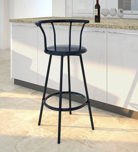 Taburete de Bar Moderno de Cuero PU Negro, Altura de Barra, Mueble de Cocina, Estructura de Acero con Recubrimiento en Polvo, Duradero y Ajustable - Product Image 4