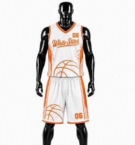 Ensemble de maillots de basket-ball blancs pour femmes, sans manches, col rond, impression par transfert thermique, respirant, spandex/nylon 220g, personnalisable pour l'équipe - Product Image 1