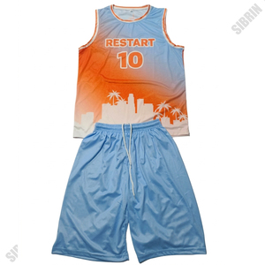 Ensemble de maillot et short de basket-ball personnalisés sublimés SIBRIN |   Concevez votre propre nom et numéro d'équipe |   100% polyester - Product Image 1