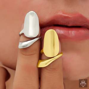 PRAO Anillos de moda de oro y plata antideslustre Anillos de uñas para mujer - Product Image 3
