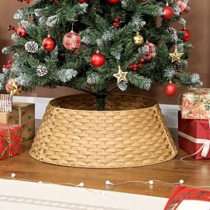 Gonna per Albero di Natale Rustica in Plastica Intrecciata da 27 Pollici, Decorazione Naturale per Casa, Colletto per Albero per Feste e Vacanze, Supporto e Accessorio - Product Image 2