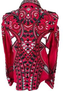 Chaqueta ecuestre Premium Showmanship Chaqueta de equitación occidental Ropa ecuestre elegante y elegante Rojo - Product Image 2