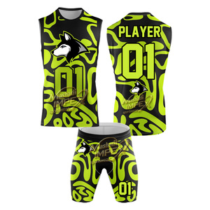 Mashadi IMPEX 7V7 Kit d'uniforme de football imprimé par sublimation Noir Vert Camouflage Logo Husky Maillot Short Sac à dos Anti-humidité - Product Image 2