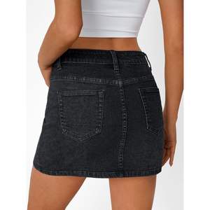 FOXA 2025 Linda Y2K Jean Mini Falda Corta para Mujer Botón Decoración Slit Bow Verano Moda Trajes Bolsillos Queen Size Denim - Product Image 2