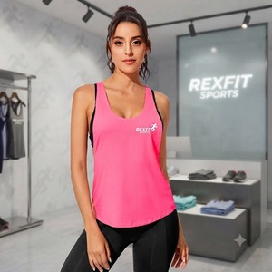 REXFITSPORTS 2026 เสื้อกล้ามกีฬาผู้หญิงแบบใหม่พร้อมโลโก้สั่งทำพิเศษ ระบายอากาศได้ดี ไม่มีแขน เหมาะสำหรับออกกำลังกาย โยคะ ฟิตเนส วิ่ง และการออกกำลังกายอื่นๆ ผลิตโดยโรงงาน - Product Image 1