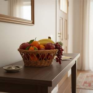 ตะกร้าหวายใส่ผลไม้ 2 ใบ งานฝีมือ - Product Image 3