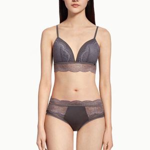 Embroidered <b>Women's</b> Plus Size Sport Underwear Set Seamless Wireless Bra Top Comfortable Solid Lingerie Logo Waist Full Cup - Product Image 6