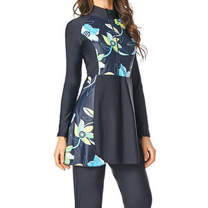 <b>Islamic</b> Modest Swimwear for Women Solid <b>Print</b> Pattern Logo Front Waterproof Breathable 2-Piece Muslim <b>Islamic</b> Burkinis Swimwear - Product Image 3