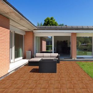 27pcs Wood Interlocking Deck Tiles 11.8"x11.8" Waterproof Indoor Outdoor Flooring Patio Wood Decking for Patio Use - Product Image 6