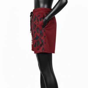 Shorts Deportivos Ligeros de Malla para Mujer, Tela de Poliéster de Alta Calidad 140 GSM, Color Granate, para Gimnasio y Entrenamiento, con Estampado de Goma - Product Image 3