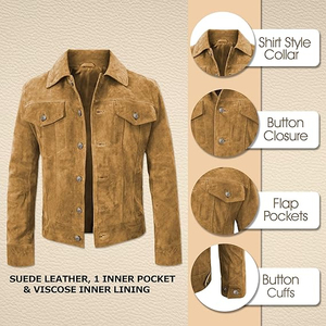Wholesale <b>Men</b>’s <b>Suede</b> Leather <b>Jacket</b> – Stylish Casual Wear Outerwear for Fashion Brands and Clothing Stores Luxury <b>Suede</b> Varsity - Product Image 2