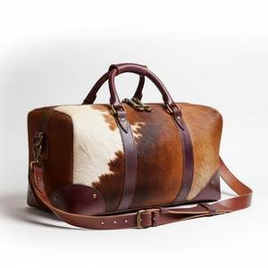 Men's Cowhide Leather Duffle Bag Rectangular Handle Shoulder Strap Travel 20-36L Durable - Product Image 2