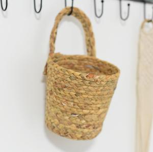 Pots de rangement au sol en jacinthe d'eau de style rétro, fabriqués au Vietnam, avec poignées, tissés à la main, écologiques - Product Image 2