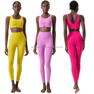 Venta al por mayor de 2 piezas de ropa deportiva pantalón de yoga conjunto de entrenamiento de las mujeres ropa de deporte gimnasio conjuntos de secado rápido transpirable conjunto de yoga - Product Image 2