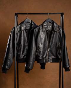 Genuine Sheep skin Black leather <b>jacket</b> 40% off with free shipping - Product Image 1