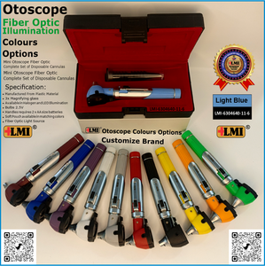 Ensemble d'instruments de diagnostic otoscope manuel à fibre optique bleu clair, certifié CE, léger, pour la chirurgie générale - Prix de gros - Product Image 4