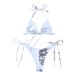 Women's Two Piece <b>Bikini</b> <b>Set</b> Plaid 100 Percent Polyester <b>Sexy</b> Beachwear Padded Push Up OEM Custom Logo Front Print Lightweight - Product Image 2