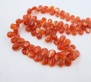 Perles de pierre de soleil orange lisses en forme de poire, goutte d'eau, briolette, pierres précieuses naturelles pour la fabrication de bijoux - Product Image 4
