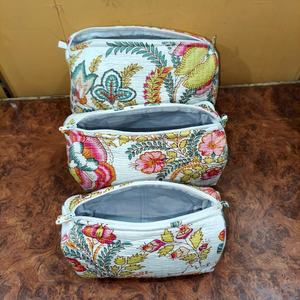 Sac en coton matelassé avec fermeture à glissière, organiseur de maquillage écologique, lot de 3, grande capacité, sac de voyage pour cosmétiques - Product Image 3