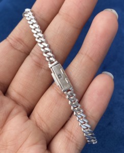 High Quality 925 Sterling <b>Silver</b> Iced out Cuban Link Minimalist Round Cut Moissanite Diamonds <b>Bracelet</b> for <b>Men</b> - Product Image 5