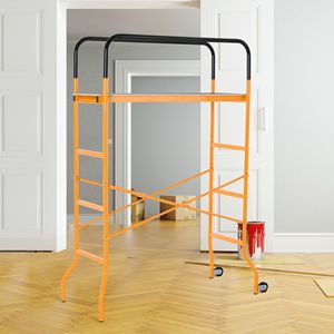 Piattaforma Organizzatrice a 4 Livelli in Acciaio con Scala Mobile Antiscivolo a 2 Ruote per Uso Interno/Esterno, Spedizione Gratuita - Product Image 2