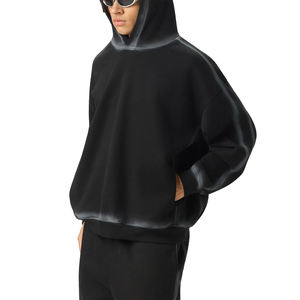 <b>Hoodies</b> Custom Logo Men Designer <b>Black</b> Heavy Waight <b>Plain</b> 100% Cotton Thick Fleece Blank Cropped Hoodie Sweatshirt - Product Image 2