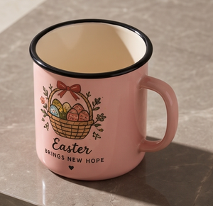 Wholesale Retro Style Iron Enamel Coffee Mug Camping Teacup Featuring Easter Brings New Hope Art Design Portable Lightweight - Product Image 3
