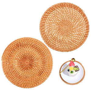 Posavasos Redondos de Ratán Natural Tejido a Mano de 7.1 Pulgadas, Manteles Individuales para Uso Doméstico - Product Image 3