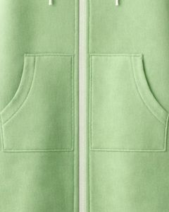 Sudadera con capucha larga con cremallera, color verde claro, abrigo de invierno de forro polar para mujer, ropa exterior informal de gran tamaño con bolsillos, OEM personalizado - Product Image 6