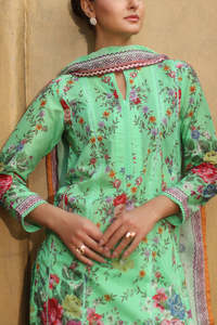 Vibrant Printed Lawn Cotton Fabric IndianPakistani Women's <b>Dress</b> Tradition Shalwar Kameez With Lace - Product Image 4