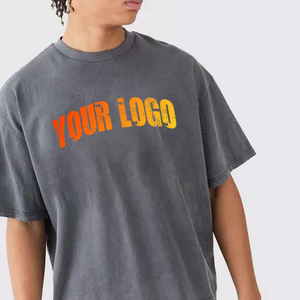 T-shirt unisexe surdimensionné en coton pas cher avec impression personnalisée du logo 2026, transferts thermiques et broderies pour hommes - Product Image 2