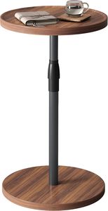 Round <b>Side</b> <b>Table</b>, Drink <b>Table</b> for Small Spaces, Pedestal Nightstand for Living Room, Bedroom, <b>Sofa</b> Couch, Brown ET-010BR - Product Image 4