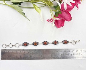 Natural Carnelian Gemstone <b>Bracelet</b> 925 Sterling Silver Plated Handmade Link <b>Bracelet</b> Vintage <b>Boho</b> Adjustable <b>Bracelet</b> for Women - Product Image 2