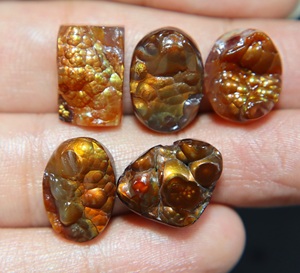 Natural Mexican Fire Agate Smooth Cabochon Druzy Mix Shape Stone for Jewelry - Product Image 4